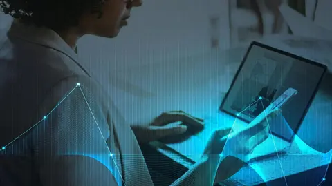 Businesswoman networking using digital devices