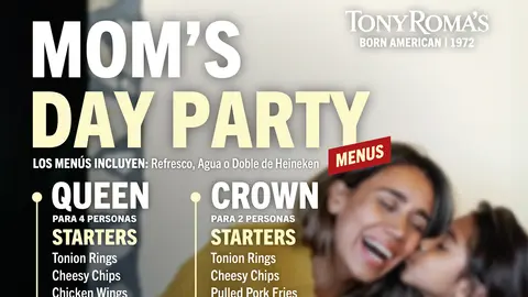 MENÚ TONY ROMA'S DÍA DE LA MADRE